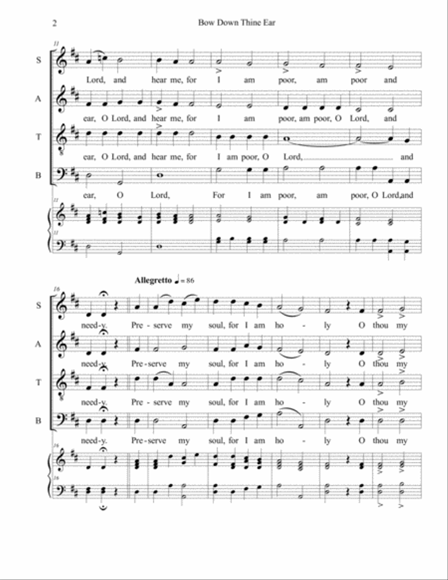 Bow Down Thine Ear 4-Part scores gallery preview page 2
