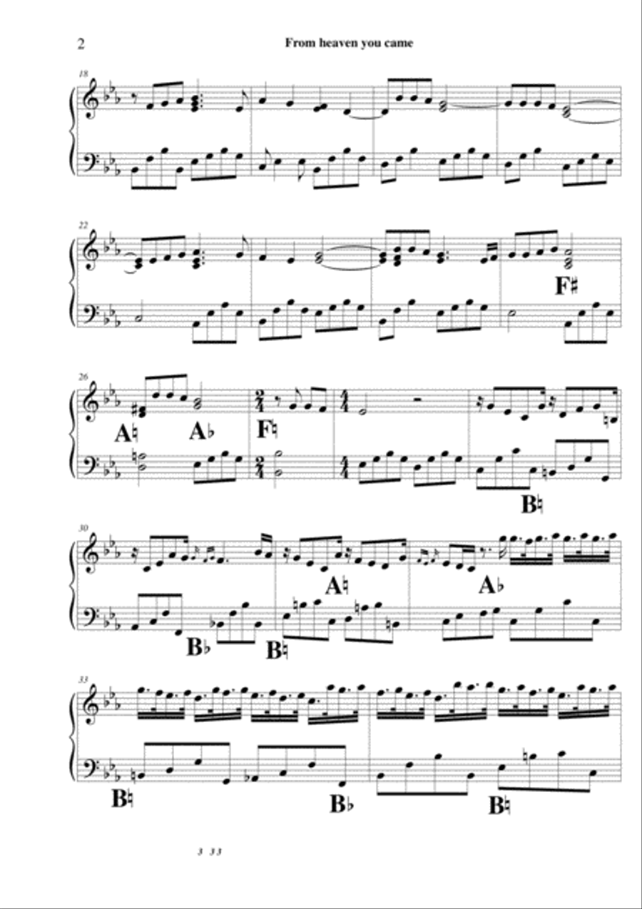 From Heaven You Came - pedal harp solo Pedal Harp scores gallery preview page 2