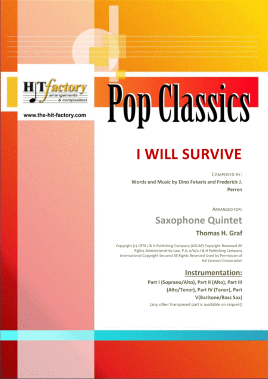I Will Survive Saxophone Quintet scores gallery preview page 1