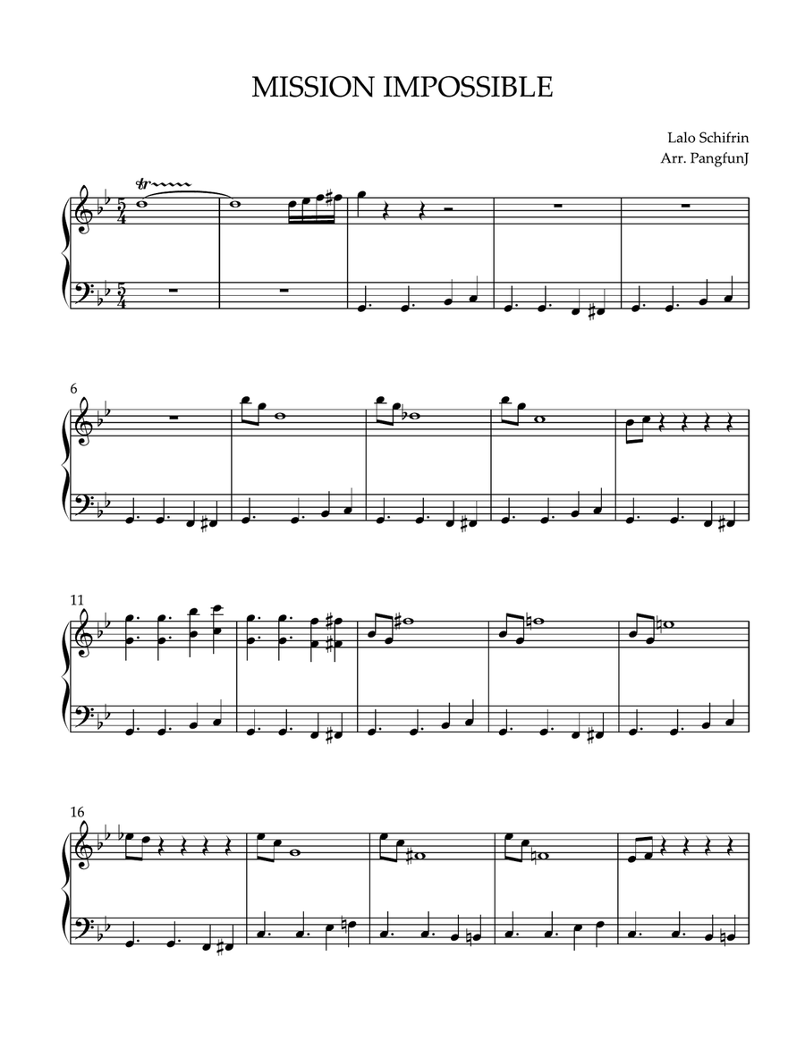 Mission: Impossible Theme by Lalo Schifrin Easy Piano - Digital Sheet Music