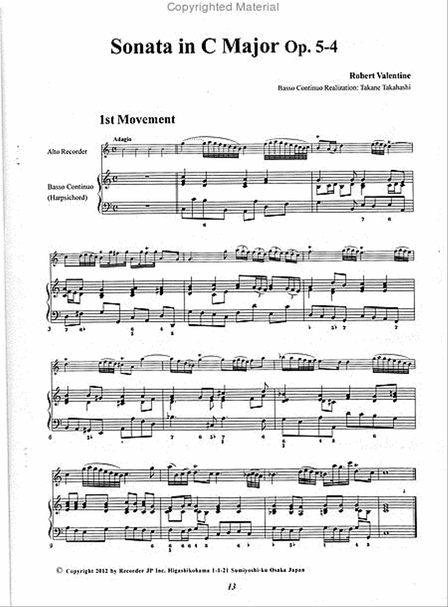 Sonata in E Major Op. 5-4 Alto Recorder scores gallery preview page 3