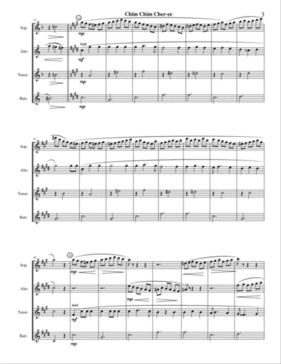 Chim Chim Cher-ee from Walt Disney's MARY POPPINS Saxophone Quartet scores gallery preview page 3