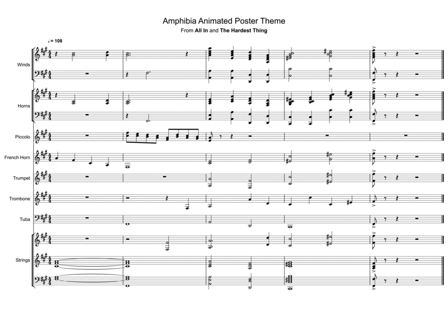 Amphibia Animated Poster Theme - Score Only Small Ensemble scores gallery preview page 1