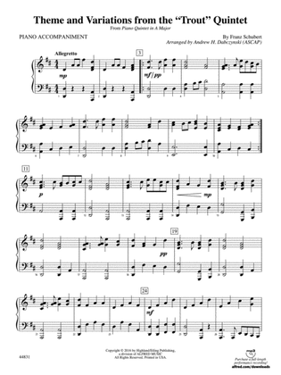 Theme and Variations from the "Trout" Quintet: Piano Accompaniment