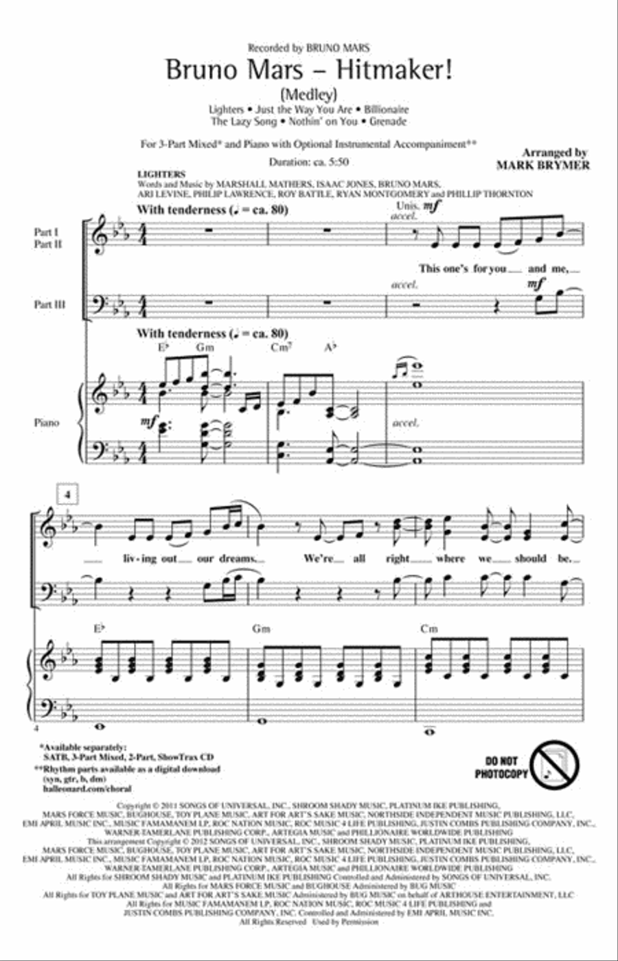 Bruno Mars – Hitmaker! 3-Part scores gallery preview page 2