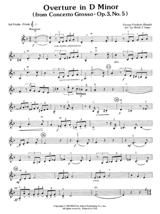 Overture in D minor (Concerto Grosso): 3rd Violin (Viola [TC])