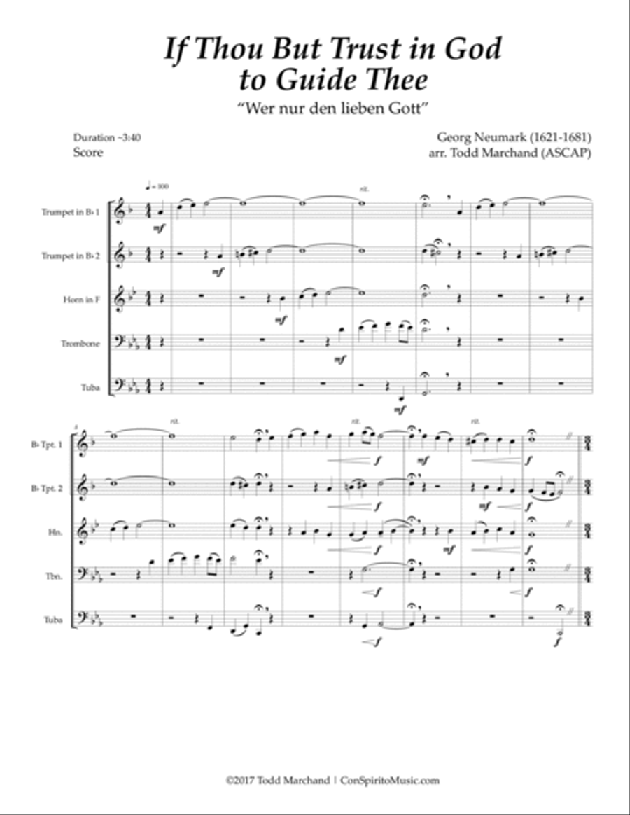 If Thou But Trust in God to Guide Thee - brass quintet Brass Quintet scores gallery preview page 3