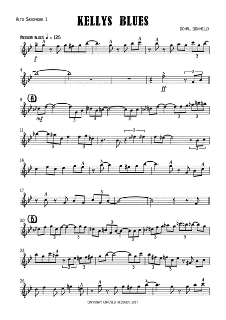 KELLYS BLUES ORIGINAL BIG BAND Jazz Ensemble scores gallery preview page 2