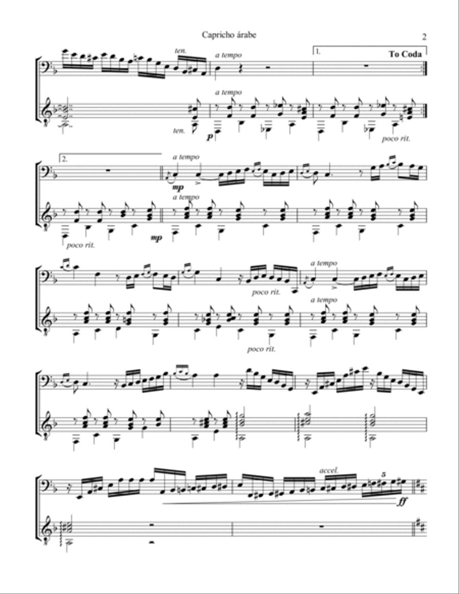 Capricho arabe/Capricho árabe for cello and guitar String Duet scores gallery preview page 3