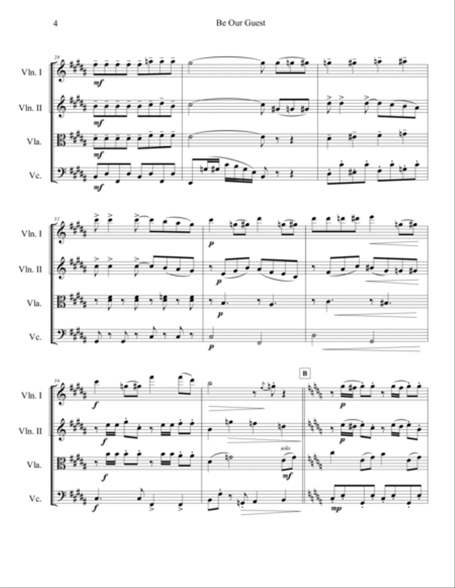 Be Our Guest Be Our Guest String Quartet scores gallery preview page 6
