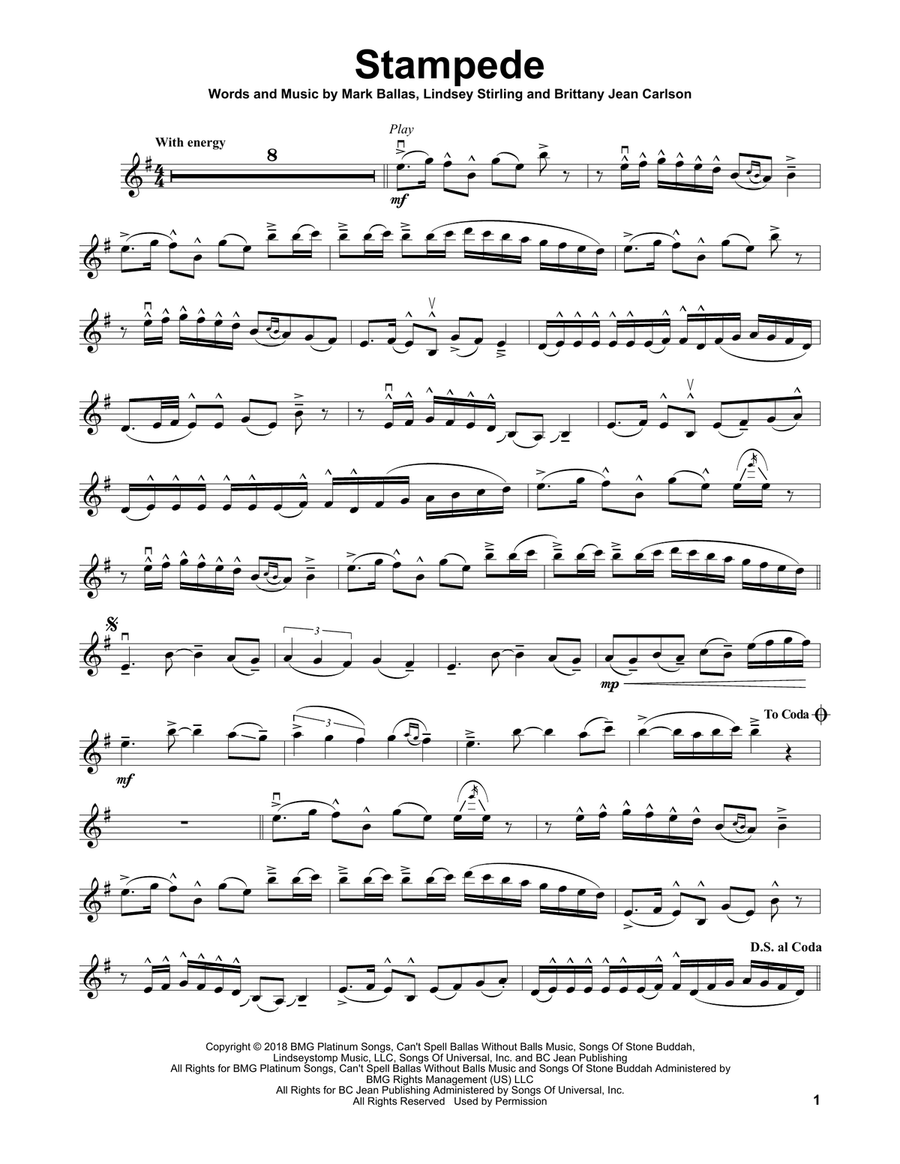 Stampede Stampede Violin Solo scores gallery preview page 1