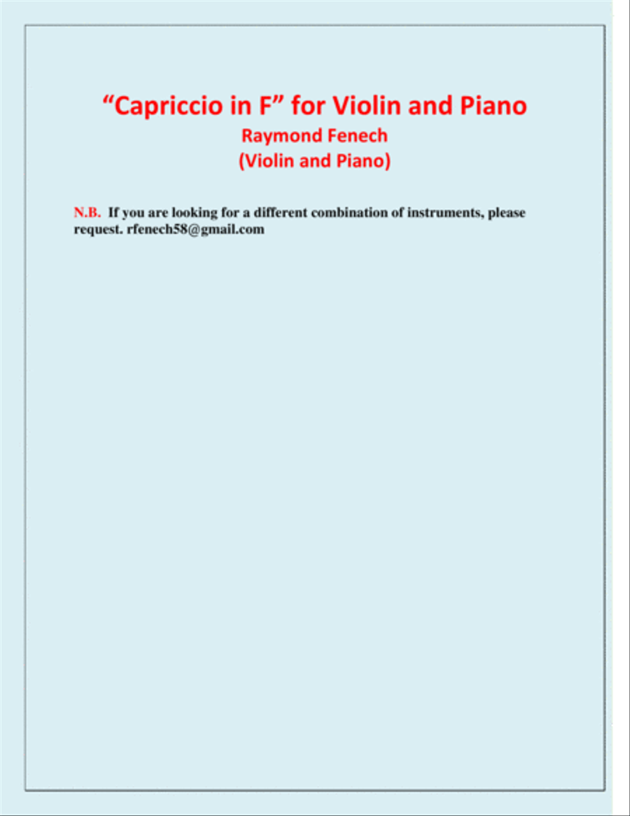 Capriccio in F - For Solo Violin and Piano Violin Solo scores gallery preview page 3