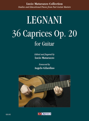 Book cover for 36 Caprices Op. 20 for Guitar. Foreword by Angelo Gilardino