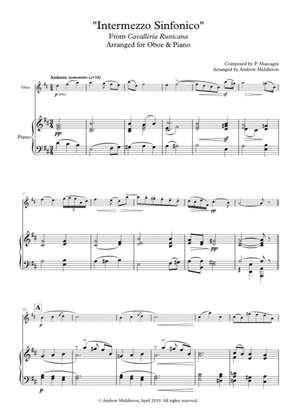 "Intermezzo sinfonico" from Cavalleria Rusticana arranged for Oboe and Piano