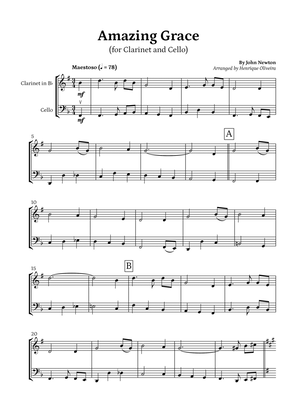 Amazing Grace (Clarinet and Cello) - Beginner Level