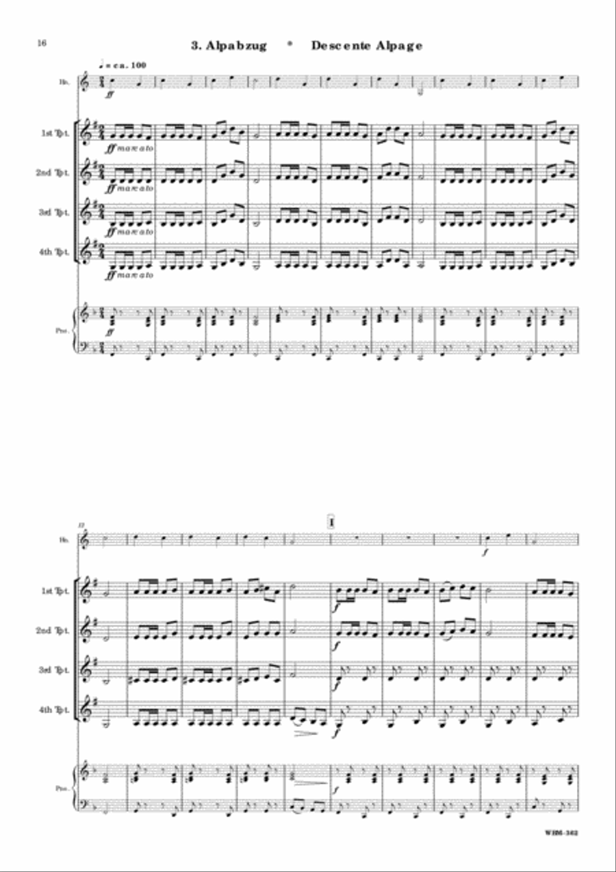 Alp Scenes for 4 Trumpets and Alphorn Trumpet scores gallery preview page 10