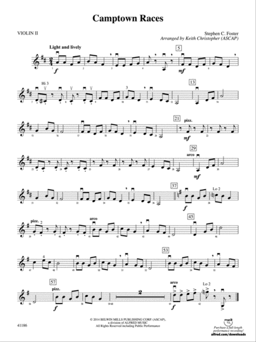 Camptown Races: 2nd Violin String Orchestra scores gallery preview page 1
