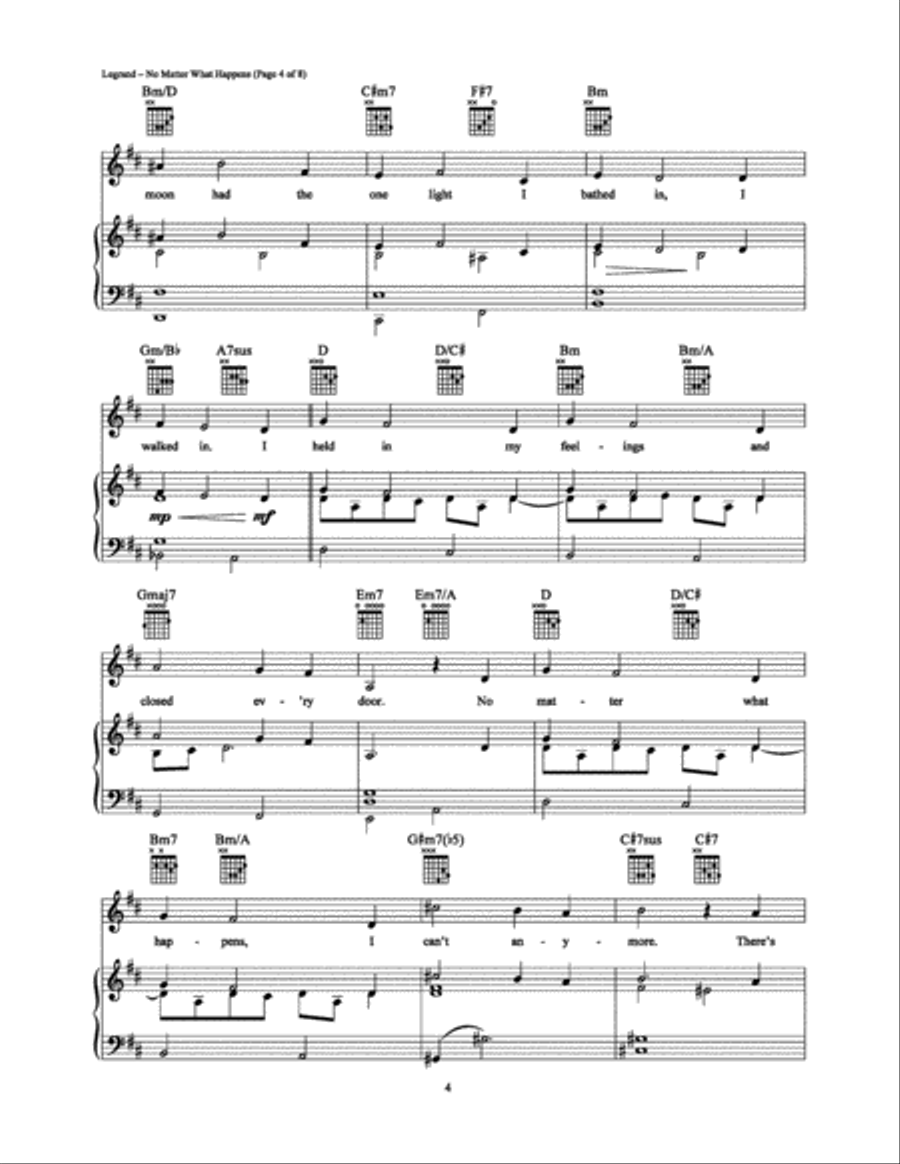 No Matter What Happens Piano, Vocal, Guitar scores gallery preview page 4