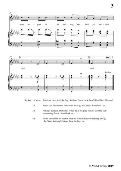 Thomas F. Caset-Drill Ye,Tarriers, Drill,in e flat minor,for Voice&Piano image number null