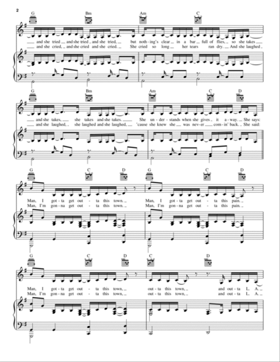 L.A. Song Piano, Vocal, Guitar scores gallery preview page 2