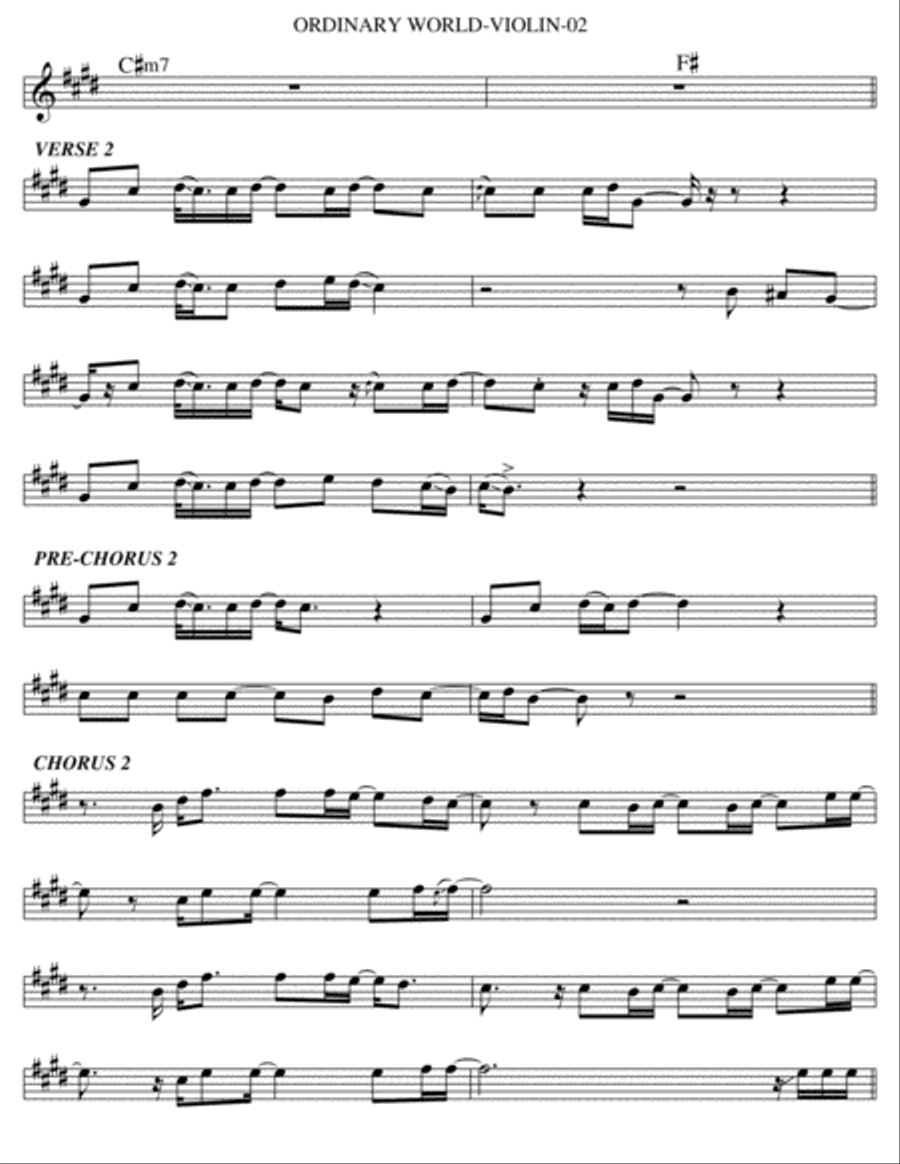 Ordinary World Violin Solo scores gallery preview page 2