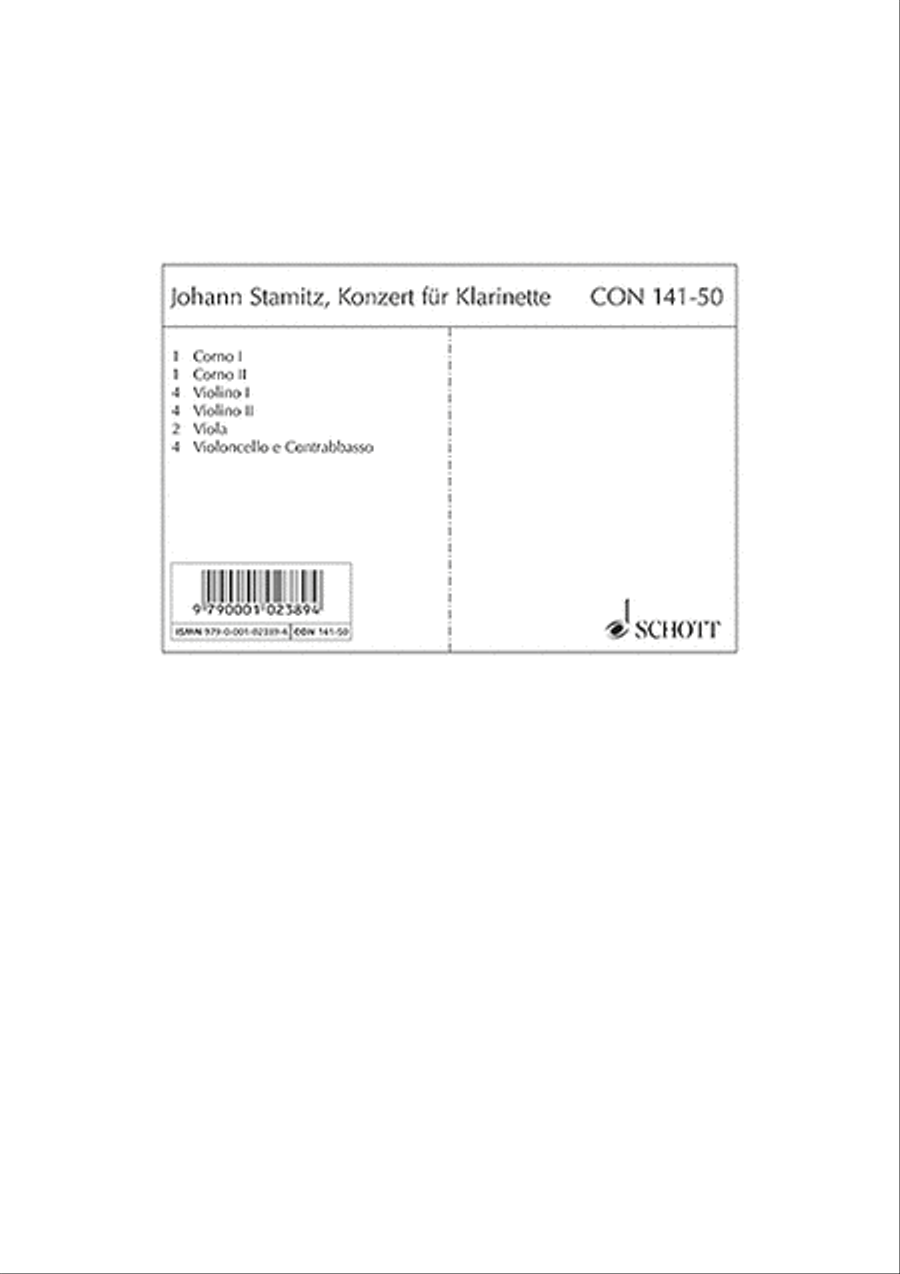 Clarinet Concerto Bfl Maj Set Chamber Orchestra scores gallery preview page 1