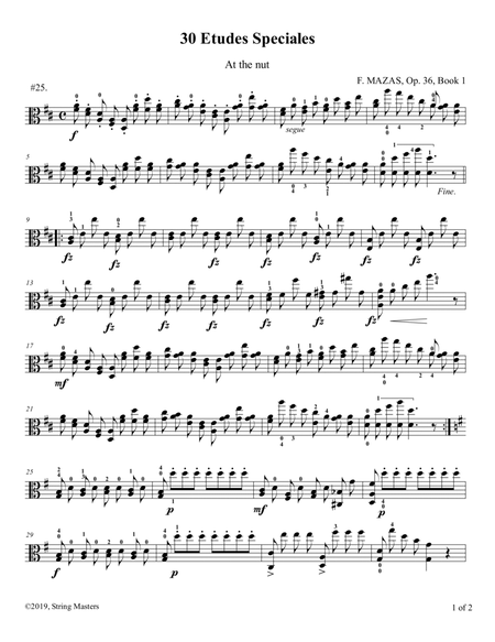 Mazas, Etudes for Viola Op 36, Book 1, No.25