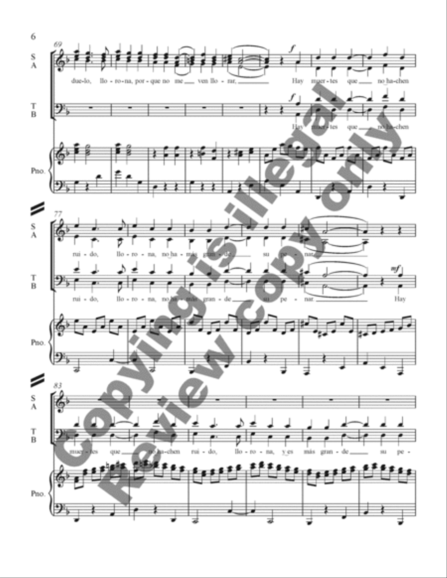 Three Mexican Folk Songs: 3. La Llorona 4-Part scores gallery preview page 6