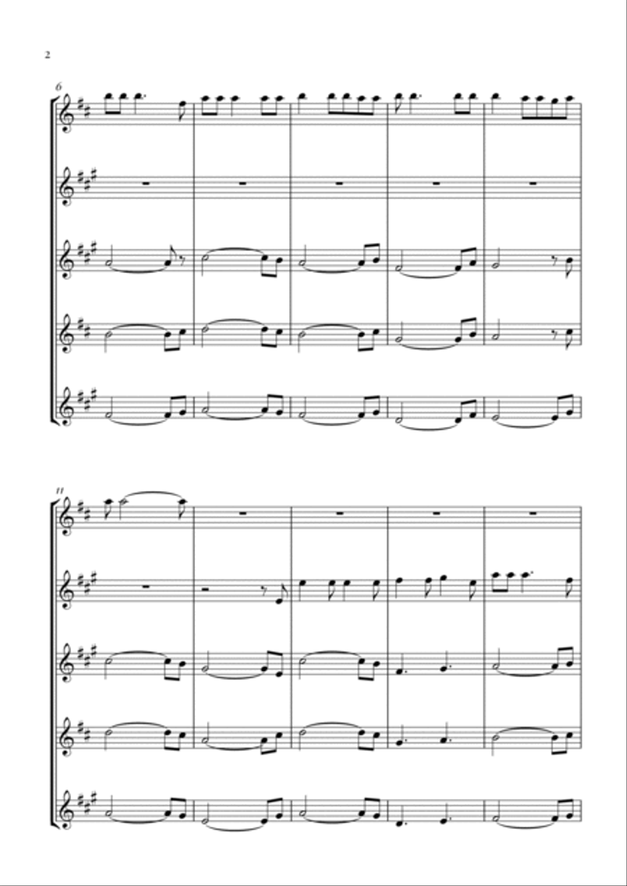 Hallelujah Saxophone Quintet scores gallery preview page 2