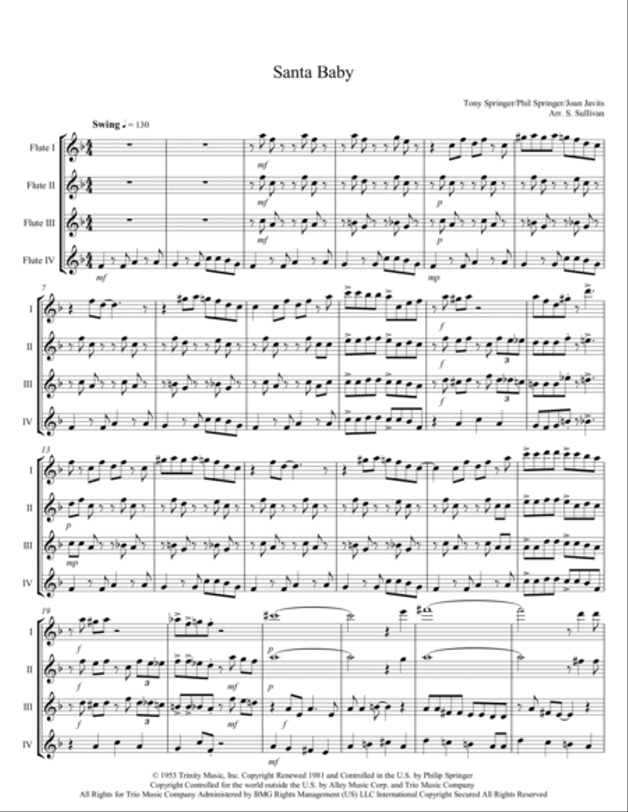 Santa Baby Woodwind Ensemble scores gallery preview page 2