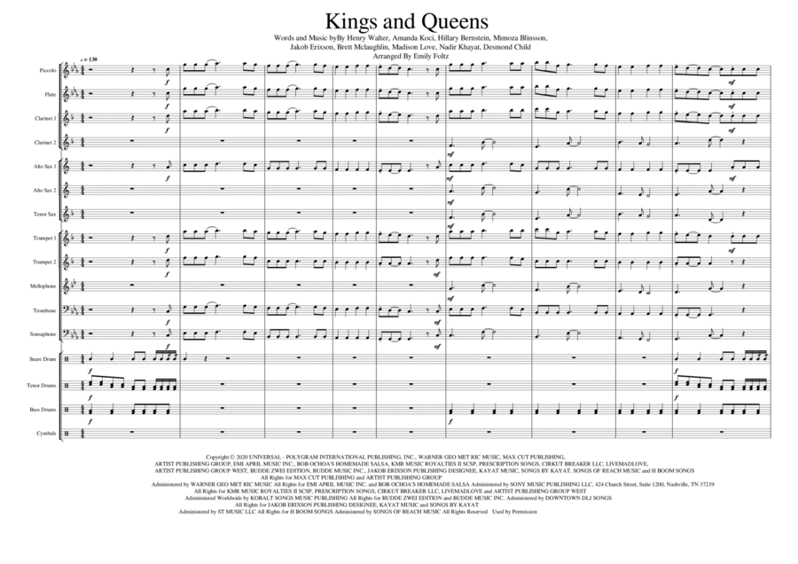 Kings & Queens Kings & Queens Marching Band scores gallery preview page 1