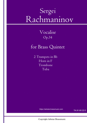 Book cover for Rachmaninov: Vocalise for Brass Quintet