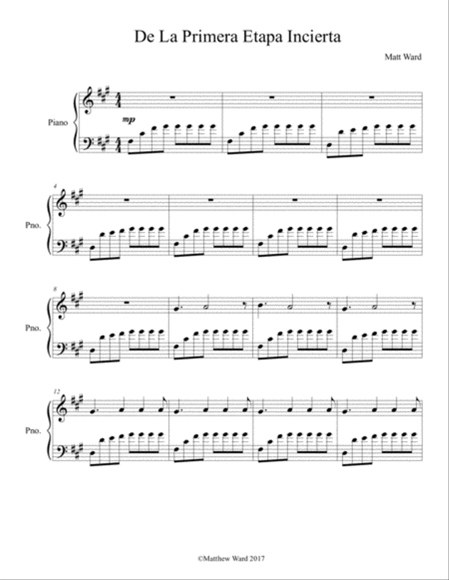 De La Primera Etapa Incierta Piano Solo scores gallery preview page 1