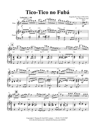 Book cover for Tico-Tico no Fubá - Choro - Key: A-minor - Piano and Flute