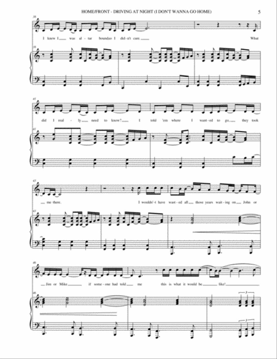 Driving at Night (I Don't Wanna Go Home) Soprano Voice scores gallery preview page 5