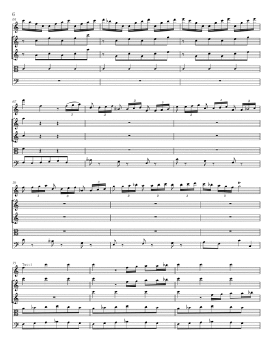 Vivaldi - Recorder Concerto in C major, RV 443 - for Flautino and Strings Original Full Score Flute scores gallery preview page 6