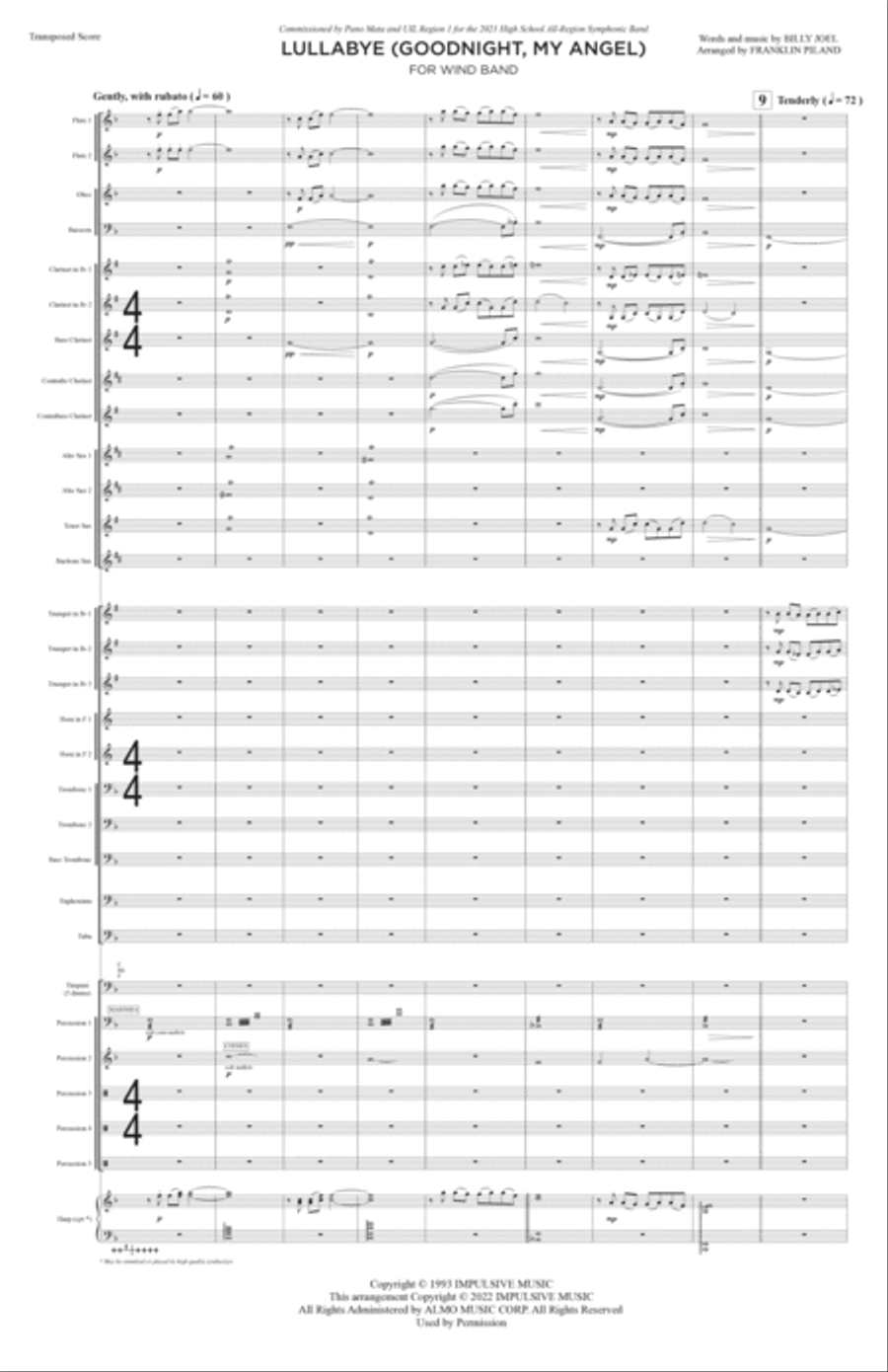 Lullabye (goodnight, My Angel) Concert Band scores gallery preview page 3