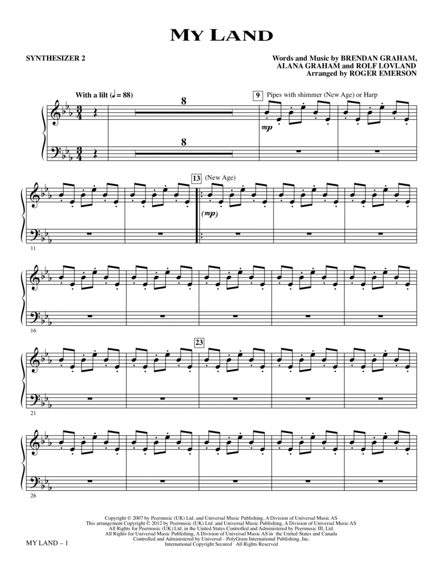 My Land (arr. Roger Emerson) - Synthesizer II Choir scores gallery preview page 1