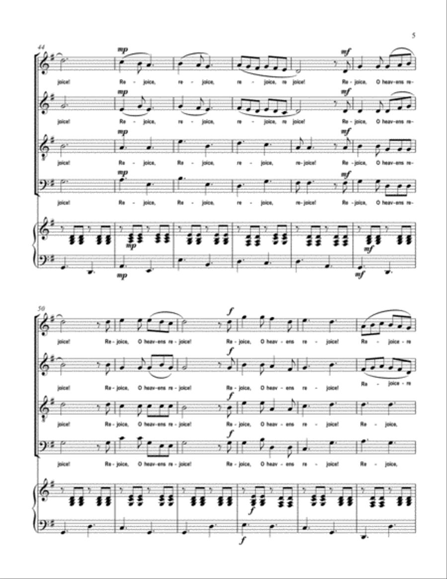 Rejoice, O Heavens, Rejoice (Revelation 12:10-12) 4-Part scores gallery preview page 5