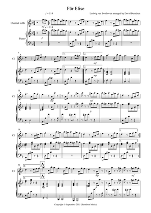 Fur Elise for Clarinet and Piano