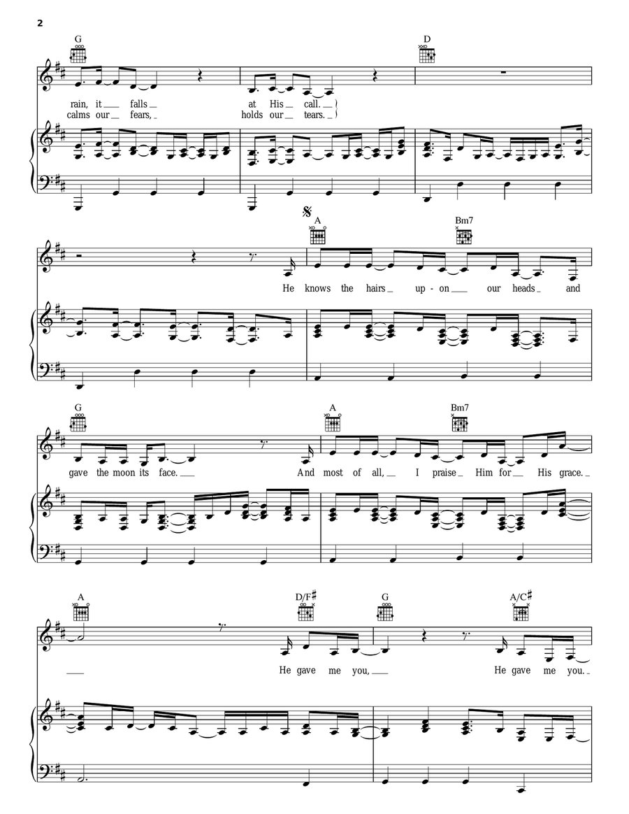 He Gave Me You Piano, Vocal, Guitar scores gallery preview page 2