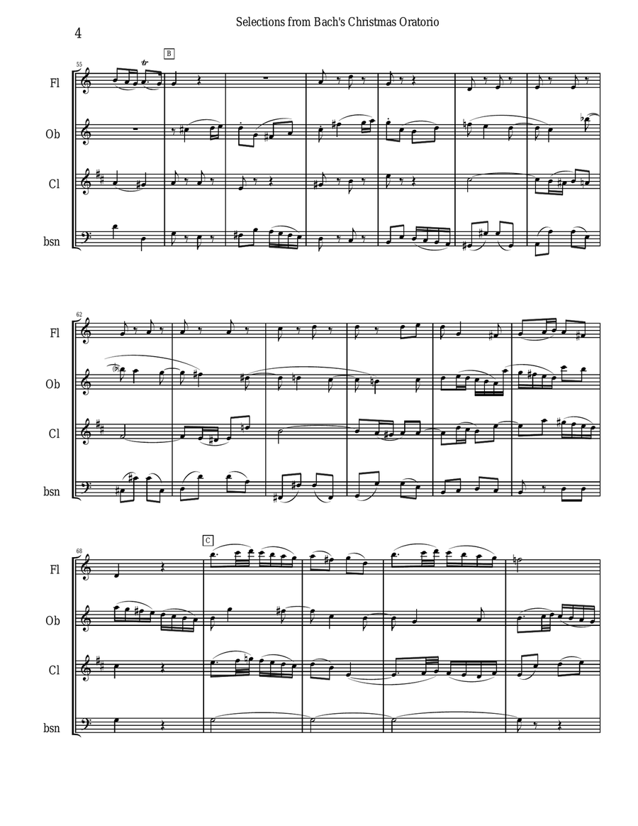 Bach's Christmas Oratorio Selections for Woodwind Quartet Woodwind Quartet scores gallery preview page 4