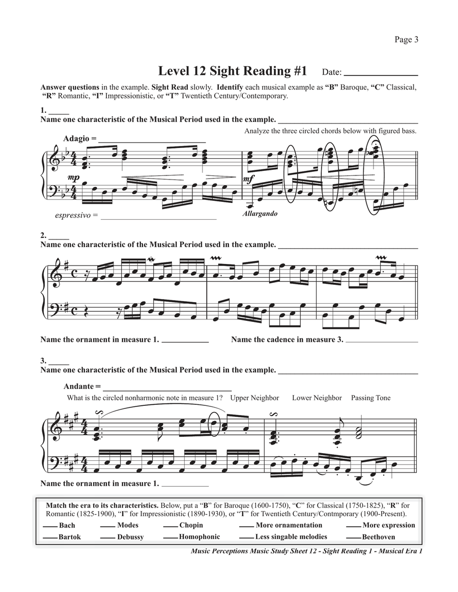 Music Study Sheets Level 12 2014 edition Piano Method scores gallery preview page 6
