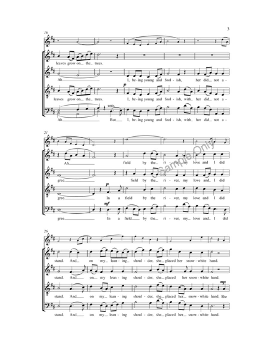 Down By The Sally Gardens 4-Part scores gallery preview page 3