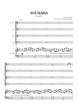 Schubert Ave Maria • SATB choir sheet music with easy piano accompaniment