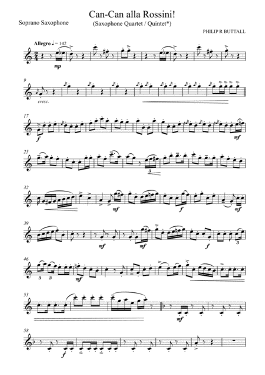 Can-Can alla Rossini (Saxophone Quartet / Quintet) - Set of Parts [x4 / 5] Saxophone Quartet scores gallery preview page 1
