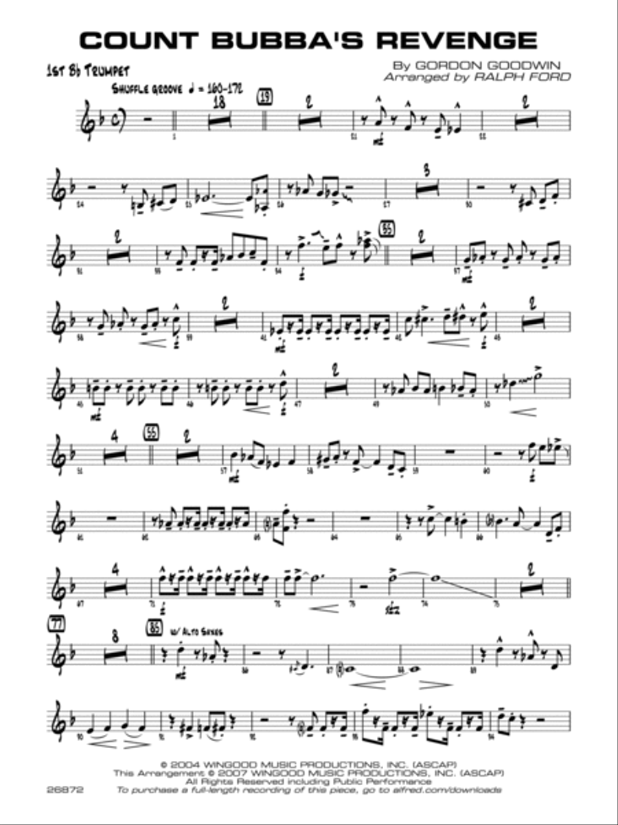 Count Bubba's Revenge: 1st B-flat Trumpet Jazz Ensemble scores gallery preview page 1