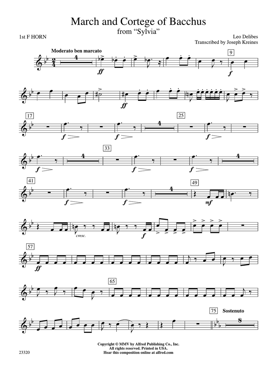 March and Cortege of Bacchus: 1st F Horn