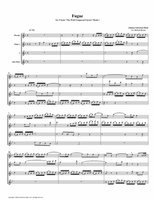 Fugue 09 from Well-Tempered Clavier, Book 1 (Flute Quartet)