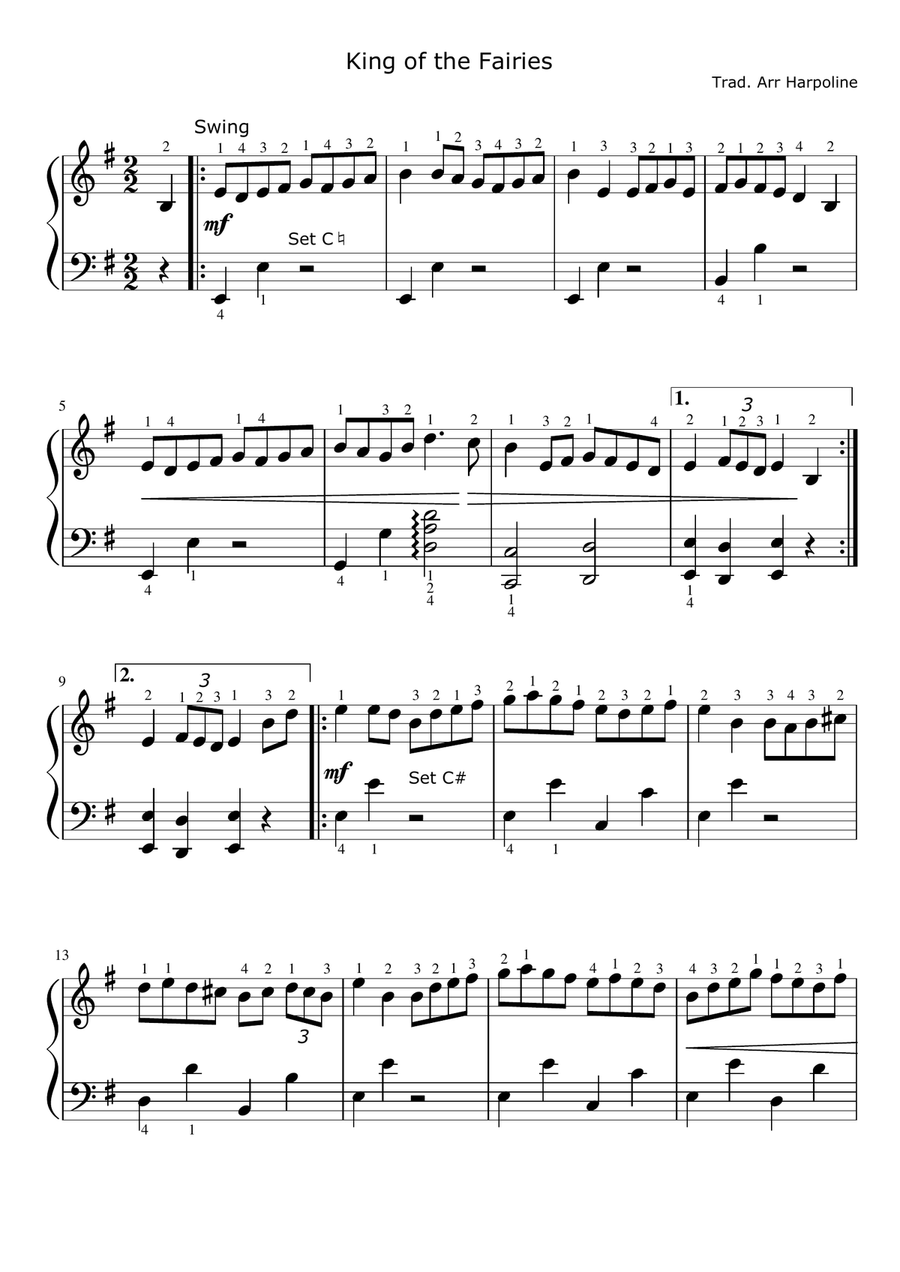 King of the Fairies (Hornpipe) Harp scores gallery preview page 1